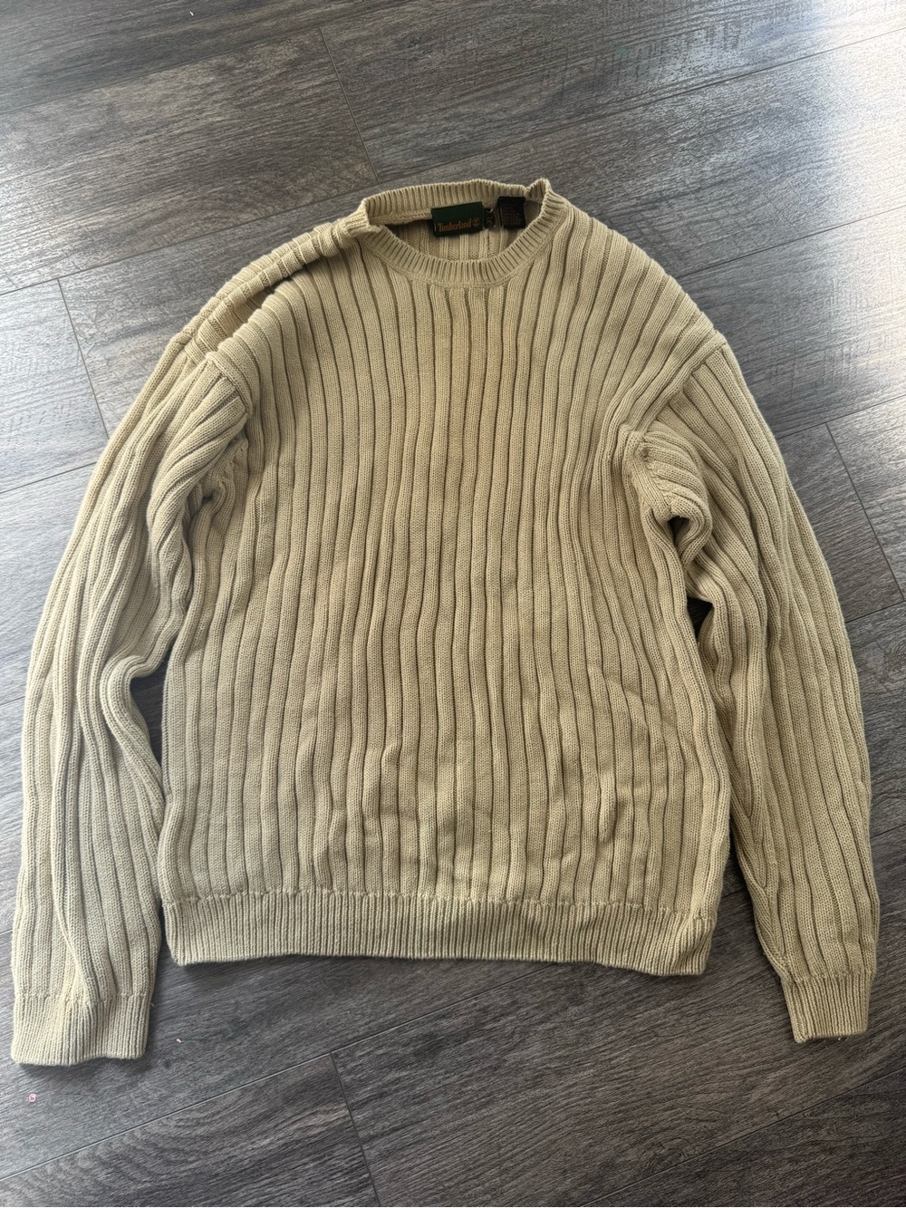Timberland Men's Ribbed Crewneck Sweater in Light Khaki